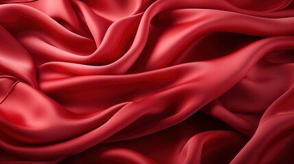 Obraz premium Crimson Elegance: A Soft and Smooth Red Satin Fabric Weave Creates a Luxurious Wallpaper Background