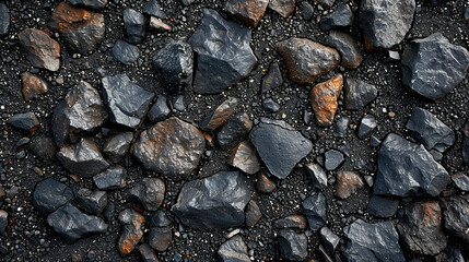 stones on the ground view from above