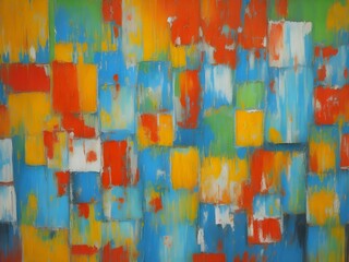 Colorful squares, oil painting background, cubism style