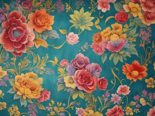 Japanese style floral background, retro style