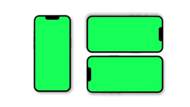 smartphone display with blank green screen vfx and chroma key app mockup template 