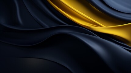Fototapeta premium Abstract luxurious black satin with golden waves, creating a sense of smooth movement.