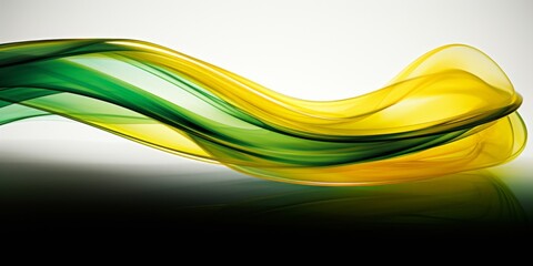 Vivid green and yellow waves on a gradient background, representing fluid motion and energy.