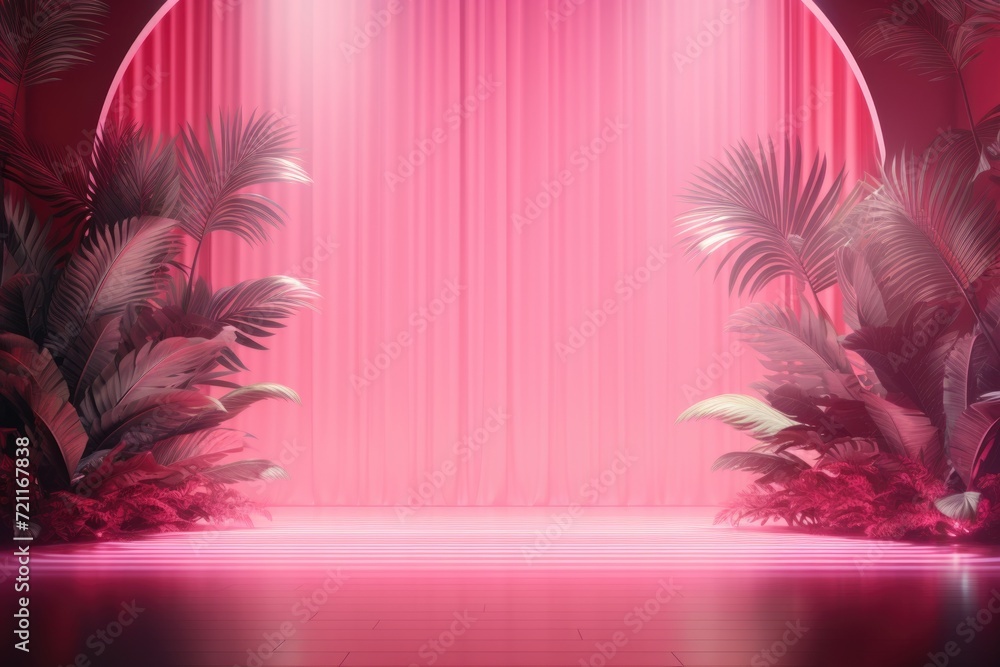 Poster abstract pink gradient studio background with window shadows and copy space.