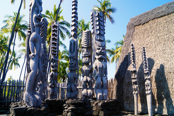 H naunau National Historical Park, Protective Statue, Kona, Big Island, Hawaii, United States