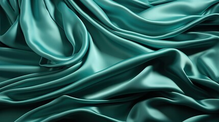 Obraz premium Satin Dreamscape: Green Silk Fabric Weave Transforms into a Wallpaper Background, Radiating Softness and Opulence