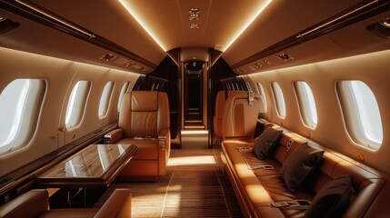 Fototapeta premium Interior Of Empty Corporate Jet