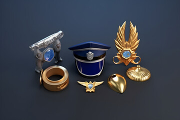 3d rendering of police elements