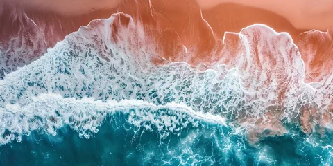 Schilderijen op glas Majestic ocean waves cresting in vibrant colors, ideal for nature themes. serene, dynamic sea photography. AI © Irina Ukrainets