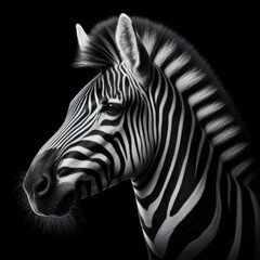zebra head isolated on black