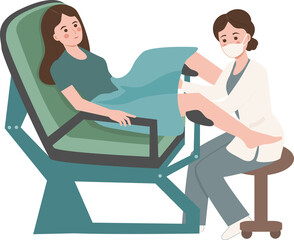 A woman goes to get checked for cervical cancer.