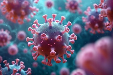 view Realistic 3D medical render virus cells, bacteria, coronavirus particles concept