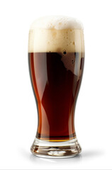 Glass of black beer isolated from white or transparent background