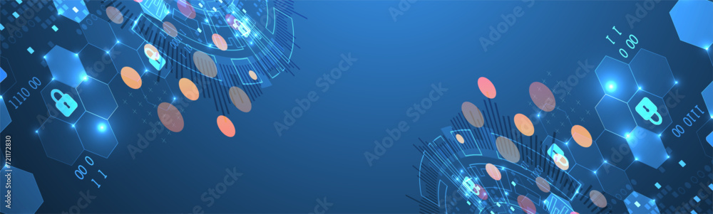 Aufkleber secure digital background. virtual confidential, programming protection. hand drawn vector.