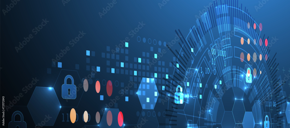 Aufkleber secure digital background. virtual confidential, programming protection. hand drawn vector.