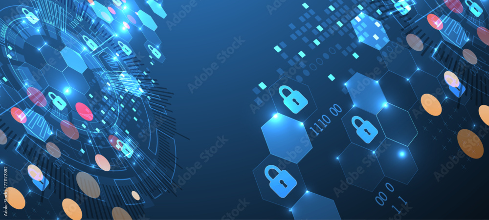 Aufkleber secure digital background. virtual confidential, programming protection. hand drawn vector.