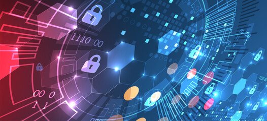 Secure digital background. Virtual confidential, programming protection. Hand drawn vector.