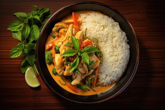A Thai curry with rice.