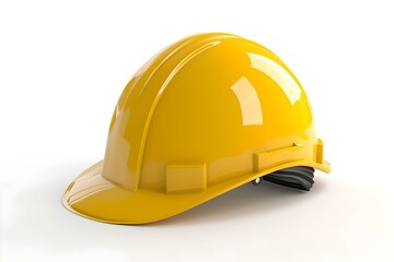 Bright yellow safety helmet isolated on white. protective gear for construction workers. essential workplace safety equipment. AI