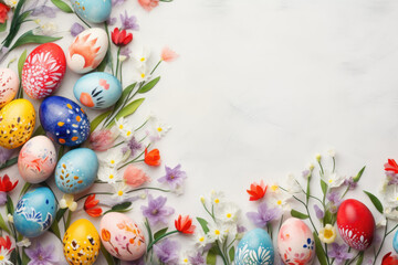 Fototapeta na wymiar Colored Easter eggs on solid background