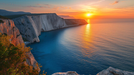 Fototapeta na wymiar Greece Ionian islands Ionian sea at sunset