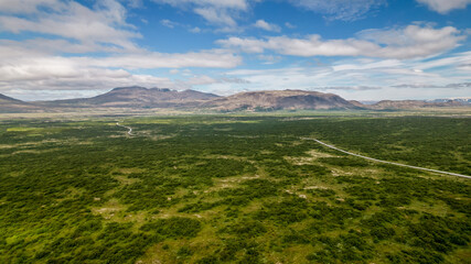Obraz premium Thingvellir national park in iceland aerial drone view as a touristic concept for traveling to Iceland
