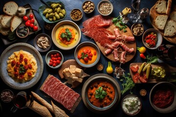 A spread of Spanish tapas.