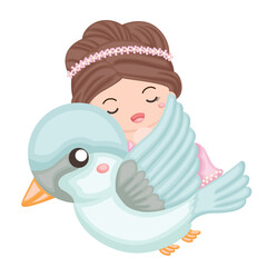 Cute and Beautiful Little Kids Garden Princess Cartoon illustration vector Clipart Sticker Background Decoration