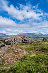Fototapeta na wymiar Thingvellir national park in iceland aerial drone view as a touristic concept for traveling to Iceland