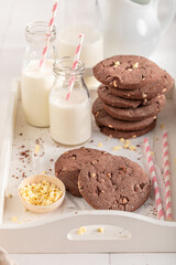 Traditionally and tasty chocolate cookies as a breakfast snack.
