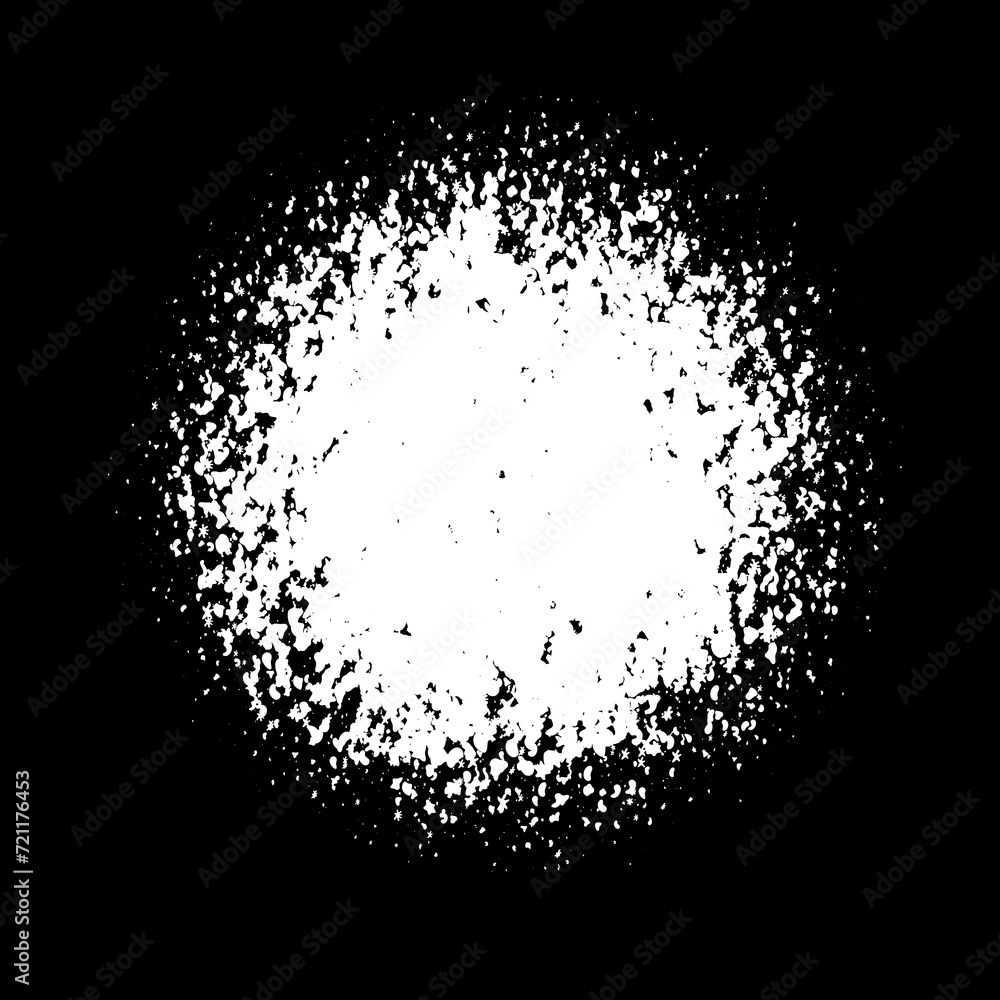 Poster circle spray gradient pattern. grain dot round frame. noise texture ring. white black dust or sand c