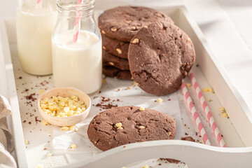 Traditionally and tasty chocolate cookies as a popular sweet snack.