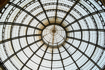 Iron and glass ceiling of the galleria vittorio emanuele ii in Milan, Italy