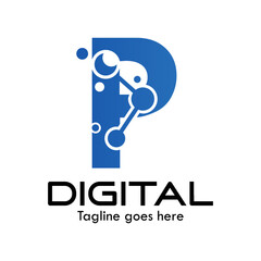 Technology letter logo design template illustration. This is good for technology, science, computer etc. this is p letter 