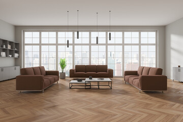 Fototapeta premium White office waiting room interior with sofas