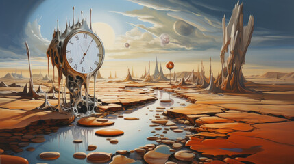 Surreal artwork that visually portrays the passing of time - obrazy, fototapety, plakaty