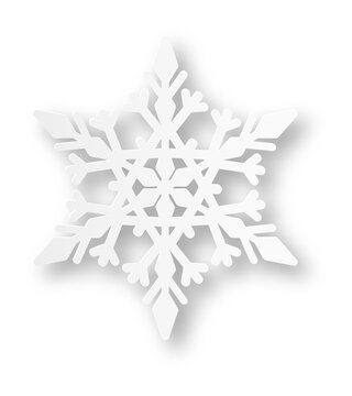 Decorative snowflake in papercut style. White paper star
