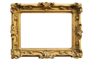 antique gold picture frame on a white background. Created with Generative AI technology