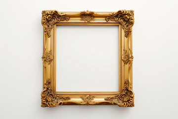 antique gold picture frame on a white background. Created with Generative AI technology