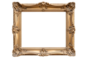 antique gold picture frame on a white background. Created with Generative AI technology