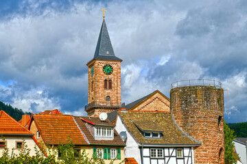 Historische Altstadt Eberbach im Rhein-Neckar-Kreis (Baden-Württemberg) - obrazy, fototapety, plakaty