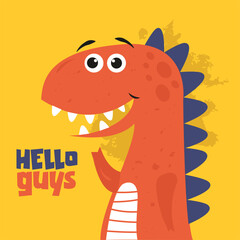Head of cute dinosaur cartoon character vector illustration.
