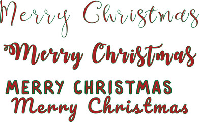 Merry Christmas text, Lettering design card template, Handwriting Alphabets, Hand Drawn Fonts, Creative typography for Holiday Greeting Gift Poster, banner, flyer, Vector illustration.