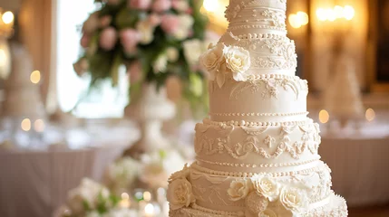Fotobehang Multiple tier wedding cake © Merab