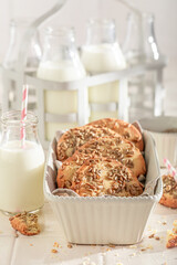 Traditionally sunflower seed cookies as after school milky snack.