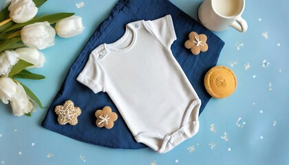 White Onesie, Romper or Bodysuit for Babies - Baby Celebration Announcement or Product Placement - Mockup for Naming