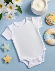 White Onesie, Romper or Bodysuit for Babies - Baby Celebration Announcement or Product Placement - Mockup for Naming