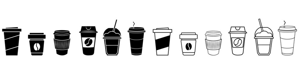 Coffee icon vector set. Hot drink illustration sign collection. Coffee house symbol. Coffee machine logo.