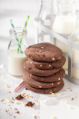 Delicious and sweet chocolate cookies made of flour and cocoa.