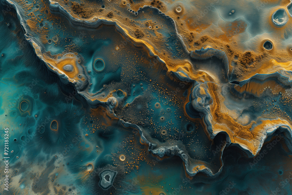Poster incredible surface of a distant unknown exotic planet. background image. created with generative ai 